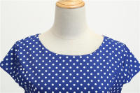 Women summer vintage 1950s 60s big swing party polka dot dress - details 61