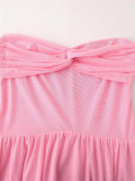 Elegante Vestido Largo de Fiesta de Malla Rosa sin Tirantes Vestido de Fiesta para Mujer con Cuello y Buffer y Espalda Descubierta - details 2