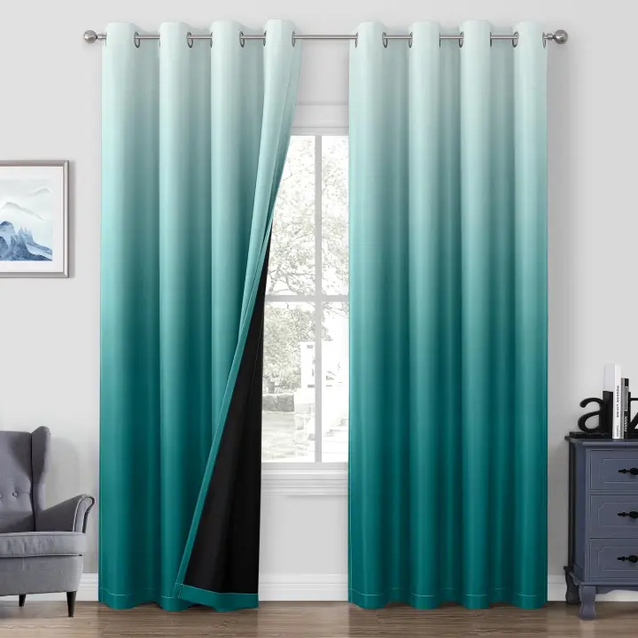Cortinas de dormitorio 100% opacas, paquete de 2, cortinas opacas y aislantes térmicas degradadas para salón - 1
