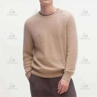 Suéter de hombre con cuello redondo de punto acanalado 100% cachemir cómodo y lujoso de otoño invierno - details 1