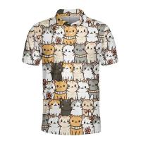 Polos de manga corta para hombre y mujer, camisetas con estampado de dibujos animados de animales, pingüinos, osos, ardillas, botones gráficos, 14 - details 10