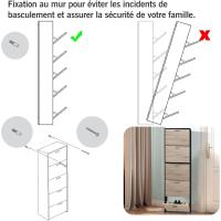 Mueble zapatero de 12 pares - Estantería de gran capacidad para vestíbulo o pasillo - (ancho) 60 x (profundidad) 24 x (alto) 80 cm - Madera clara blanca - details 15