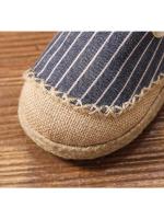 2025 Primavera y otoño nuevos zapatos de mujer ins zapatos de moda zapatos de algodón y lino de rayas rectas estilo universitario zapatos de lino de cabeza redonda de un solo paso Para mujer - details 0