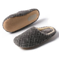 Espina de pescado gamuza interior masculino y femenino parejas hogar zapatillas de algodón térmico. - details 5