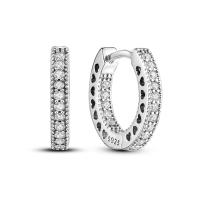 Pendientes de aro para mujer, pendientes de aro de corazón pavimentado de Plata de Ley 925 para mujer, pendientes, regalos de joyería - details 2