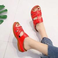 Women Cross Strap Sandals Buckle Strap Open Toe Solid Color Non-slip Slippers Slip-on Shoes - details 5