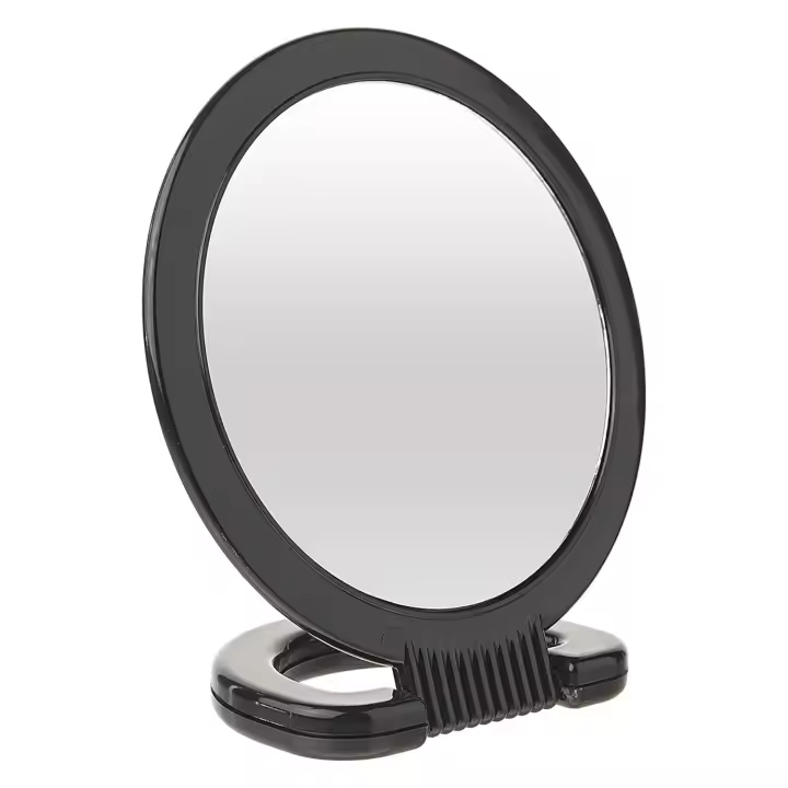 Espejo de mano con aumento, espejo de tocador de doble cara, espejo de maquillaje con soporte plegable - 1