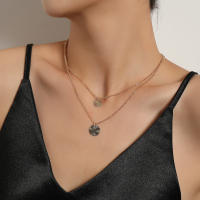 Collar con colgante redondo de doble capa para mujer, geométrico Simple, temperamento, versátil, suéter de moda - details 1
