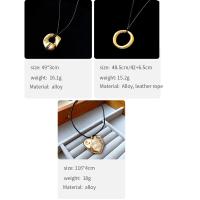 Collar con colgante geométrico en forma de U grande Punk para mujer y hombre, cadena larga ajustable de cuero con forma de herradura para suéter, collares, joyería - details 0