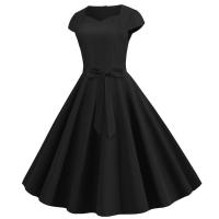 Vestido de fiesta de verano para mujer con cuello cuadrado sólido y cinturón - details 11