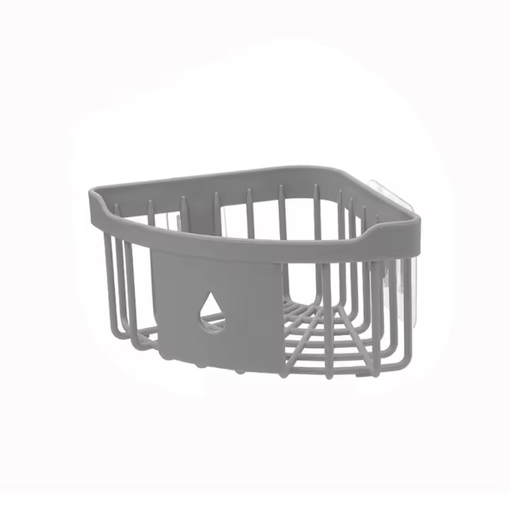 Estante triangular de plástico para colgar en la pared, organizador de almacenamiento, sin perforaciones, organizador de esquina multifuncional para cocina - 1