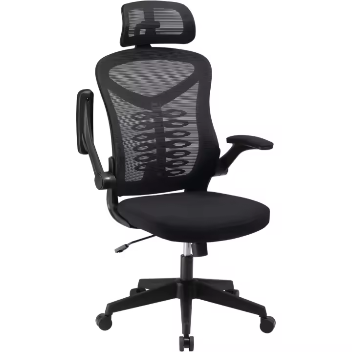 Silla de Escritorio Ergonómica Ajustable de 90° Soporte de Cintura Altura Ajustable Giratorio de 360° Diseño de Brazo Reposable Negro - 1