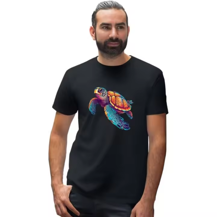 Camisetas gráficas para hombre con estampado de tortuga marina, camisetas de manga corta con estampado vintage, camisetas de verano con cuello redondo - 1