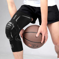Mangas de compresión de rodilla deportiva con almohadillas anticolisión, fundas elásticas transpirables para piernas, ciclismo, correr, baloncesto, 1 par - details 19