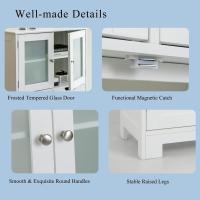 Armario Suelo de Baño, Mueble de Baño con Estantes Ajustables, Mueble de Almacenaje con Cajones y Doble Puerta, Mueble Lateral Multifuncional para Cocina (Gris) - details 16