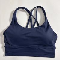 Sujetador deportivo cruzado de Color sólido para mujer, Top ajustado suave de alta resistencia, ropa interior de entrenamiento integral para gimnasio y Yoga con almohadilla para el pecho - details 5
