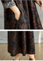 Vestido Floral de Algodón Vintage Moda Casual para Mujeres Primavera Otoño - details 44