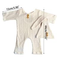 Mono con botones para recién nacido, 2 piezas/juego, con gorro de nudo, accesorio para fotografía, QX2D - details 7