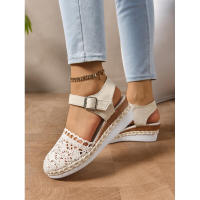 Sandalias de Mujer Talla Grande Nuevo Estilo Exterior Yute Encaje Casual Una Tira Punta Cerrada Suela Gruesa Plataforma - details 7