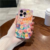 Funda de iPhone 15 Pro Max Pintura al Óleo de Luz Azul Arco Iris Flor Mariposa - details 46