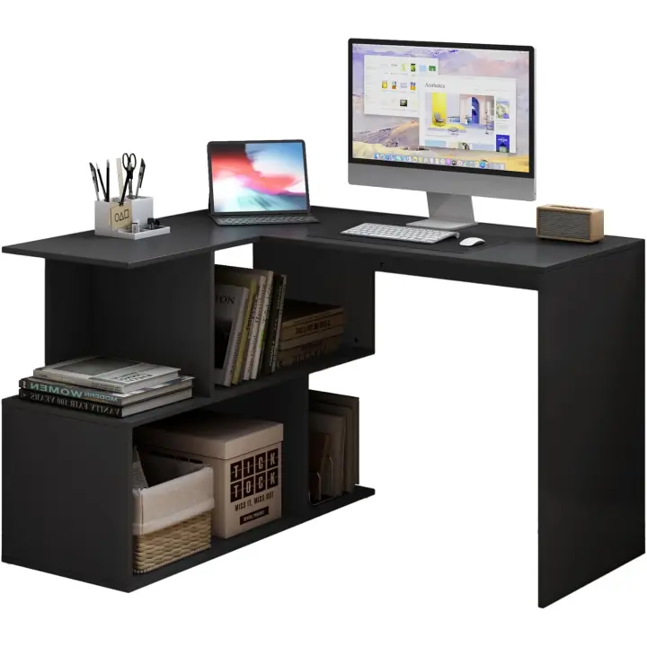 Mesa de Estudio Moderna con Estantería Diseño Nórdico Robusto Fácil de Instalar Ahorro de Espacio - 1