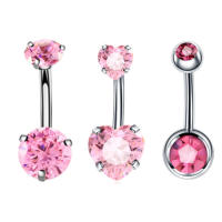 Juego de piercing de cristal para el ombligo, conjunto de Anillo para el ombligo, 14g, g23, de titanio, 6-10mm, 1 unidad - details 2