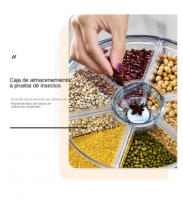 Dispensador de cereales y arroz, contenedor giratorio de 360 °   para alimentos secos de cocina con 6 compartimentos, fácil de q - details 6