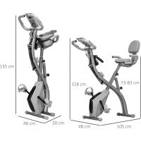 Bicicleta estática plegable regulable en altura, resistencia magnética ajustable, bicicleta de ejercicio con pantalla LCD y asiento con respaldo, sensor de pulso, 105x48x118 cm - details 12