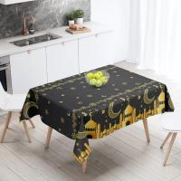 Mantel desechable con temática de Castillo de Luna, 5 piezas, platino, azul, dorado, negro, dorado, Zhai, Festival - details 3