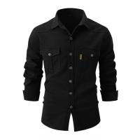 Camisa de Manga Larga para Hombres en Otoño Cómoda y Casual Figura de Cuadros de Tres Dimensiones - details 3