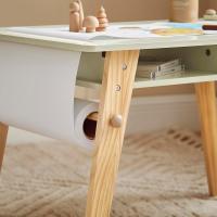 Juego de mesa infantil y 2 sillas de madera, organizador de juguetes multifuncional con 8 cestas y 1 compartimento, 87 x 50 x 50 cm - details 15