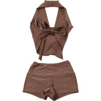 BUNO-Conjunto de pantalones cortos elegantes para mujer, chaleco sin mangas, Tops + pantalones cortos ajustados de cintura alta, conjuntos de 2 piezas a juego, verano 2025 - details 8