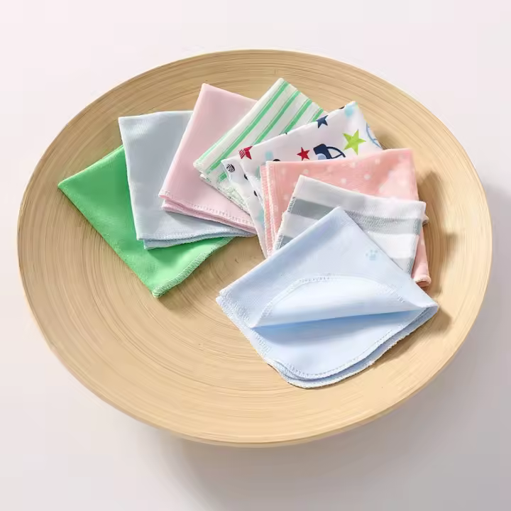 8 toallas cuadradas pequeñas para bebés, toallas de saliva, toallas de alimentación para bebés, pañuelos de algodón estampados en color sólido para niños - 1
