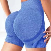 Levantamiento de cadera de entrenamiento de cintura alta de yoga sin costuras para mujer, pantalones cortos para correr, ropa de gimnasio elástica - details 5