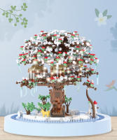 Seasonal Building Block Toy Flower with Dust Cover DIY Treehouse Model Bricks with Light Ornament Romantic Gift for Girlfriend - details 19