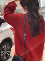 Suéter holgado Harajuku de manga larga para mujer, jerséis coreanos de otoño e invierno, prendas de punto, Tops suaves y cálidos, suéter liso elegante para mujer - details 6