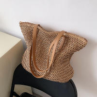 Bolso de ratán tejido para mujer, bolsa de hombro de gran capacidad para vacaciones en la playa, informal, a la moda - details 24