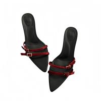 Zapatillas geniales de tacón bajo de moda de nicho para las nuevas zapatillas abiertas de tacón fino con tiras finas para mujer - details 12