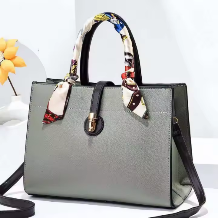 Nuevo bolso grande de Color sólido, accesorios de bufanda de seda de cuero suave, bolso oblicuo informal, bolso de mujer - 1