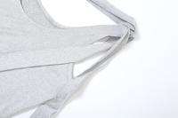 BUNO-Vestido grande de algodón puro con cuello en U para mujer, prenda informal y cómoda, con cintura irregular y falda larga adelgazante, color gris - details 8