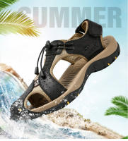 Sandalias cómodas de verano para hombre, zapatos informales de playa y exterior, antideslizantes, de tacón plano, de cuero - details 1
