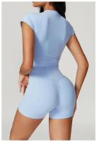 Ropa deportiva de alta resistencia de secado rápido de manga corta Yoga Tre de color sólido - details 15