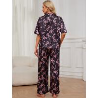 Pijamas mujer primavera y otoño camisa de manga corta de seda de hielo conjunto de pantalones ropa de estar - details 12