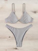 Conjunto de Bikini de Dos Piezas Negro Traje de Baño Sexy para Mujeres Estilo Biquini Brasileño - details 6