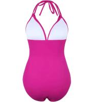 Bikini de mujer de una pieza con pecho acolchado, sin sujetador de baño de acero TRE de color liso - details 14