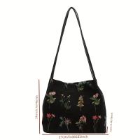 Bolso tote con estampado floral, bolso de hombro bordado de moda, bolso de mano informal para mujer - details 3