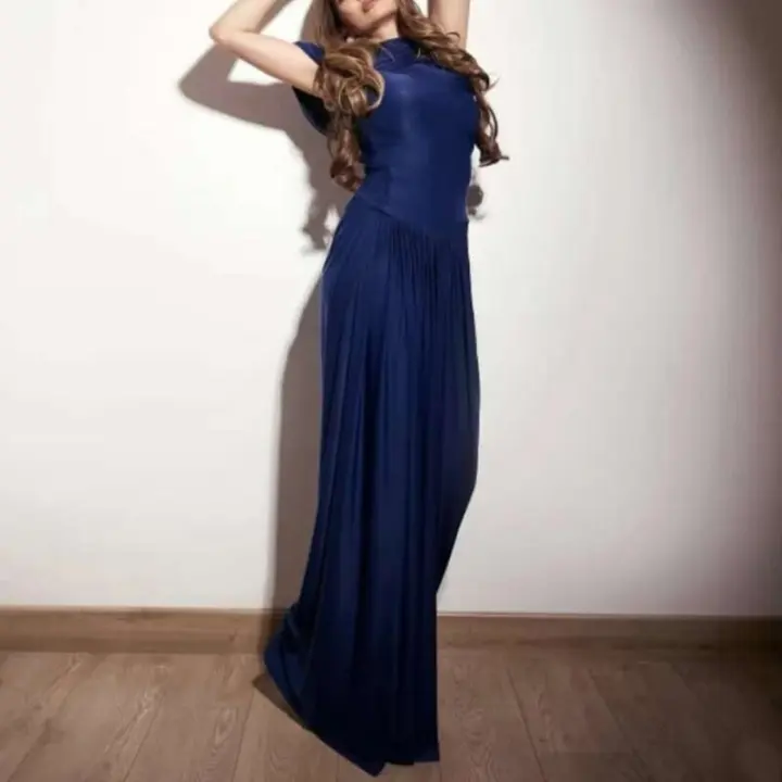 Elegante Vestido de Cuidado Bajo de Cintura Alta Manga Corta de Verano Estilo Callejero 2025 - 1