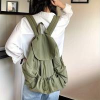 Mochila de moda para mujer, elegante cordón plisado, bolso de estudiante de gran capacidad con solapa de moda, correas dobles - details 4