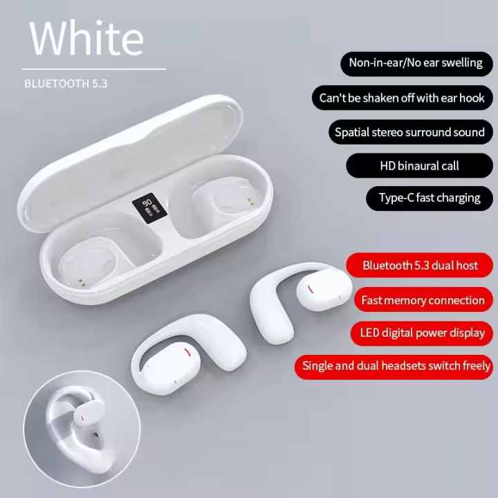Auriculares de conducción al Aire Libre, Cascos Hifi de graves pesos, TWS, Bluetooth, táctil, Con Ganchopara La Oreja, para juegos - 1