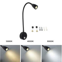 Luz de mapa de 12 voltios con cuello de cisne, lámpara LED de trabajo de aluminio negro de 3000K y 6000K para el hogar, coche, camión, barco, autocaravana y avión - details 4
